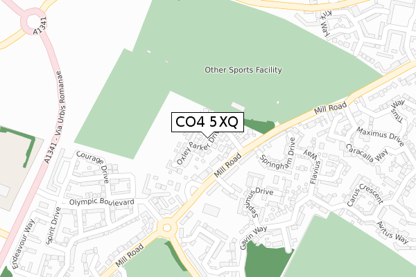 CO4 5XQ map - large scale - OS Open Zoomstack (Ordnance Survey)