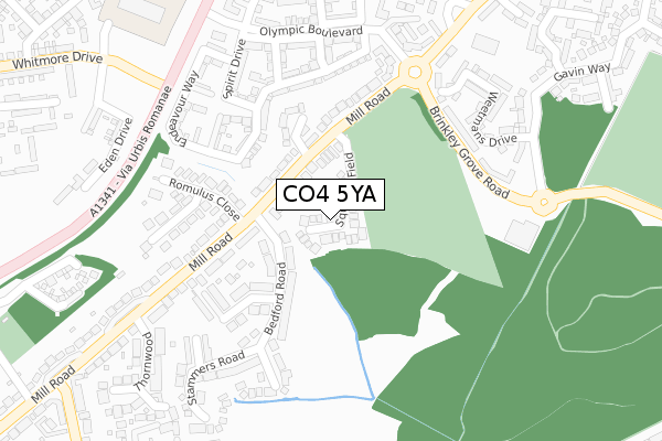 CO4 5YA map - large scale - OS Open Zoomstack (Ordnance Survey)