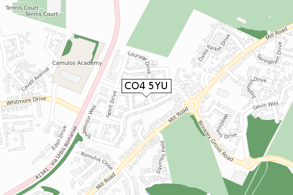 CO4 5YU map - large scale - OS Open Zoomstack (Ordnance Survey)