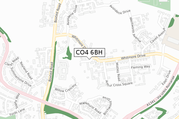 CO4 6BH map - large scale - OS Open Zoomstack (Ordnance Survey)