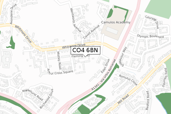 CO4 6BN map - large scale - OS Open Zoomstack (Ordnance Survey)