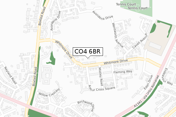 CO4 6BR map - large scale - OS Open Zoomstack (Ordnance Survey)