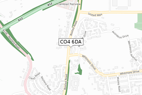 CO4 6DA map - large scale - OS Open Zoomstack (Ordnance Survey)