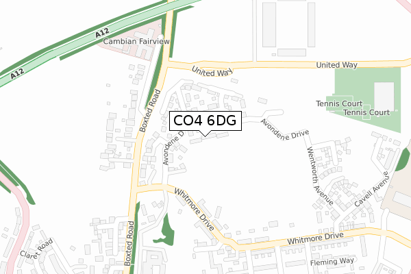 CO4 6DG map - large scale - OS Open Zoomstack (Ordnance Survey)