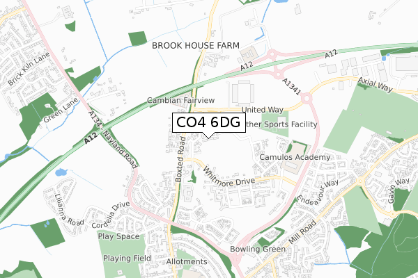 CO4 6DG map - small scale - OS Open Zoomstack (Ordnance Survey)