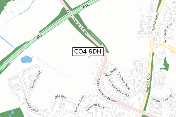CO4 6DH map - large scale - OS Open Zoomstack (Ordnance Survey)