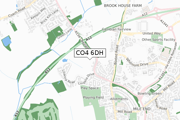 CO4 6DH map - small scale - OS Open Zoomstack (Ordnance Survey)