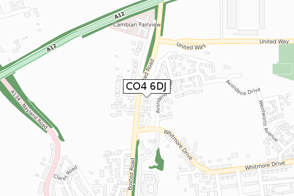 CO4 6DJ map - large scale - OS Open Zoomstack (Ordnance Survey)