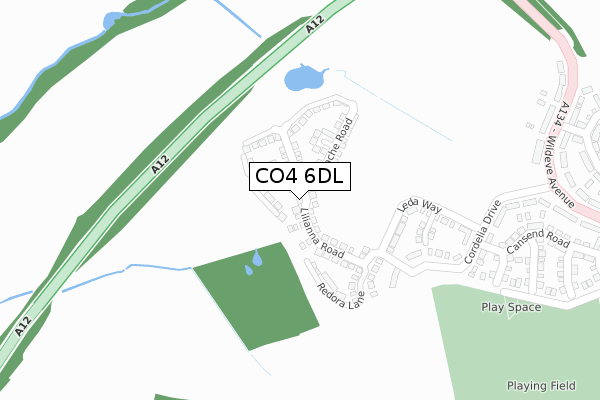 CO4 6DL map - large scale - OS Open Zoomstack (Ordnance Survey)