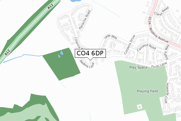 CO4 6DP map - large scale - OS Open Zoomstack (Ordnance Survey)