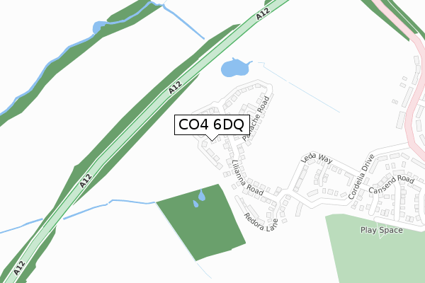 CO4 6DQ map - large scale - OS Open Zoomstack (Ordnance Survey)