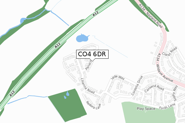 CO4 6DR map - large scale - OS Open Zoomstack (Ordnance Survey)