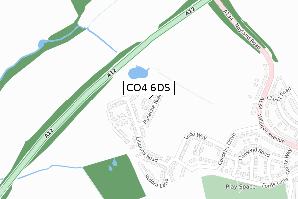 CO4 6DS map - large scale - OS Open Zoomstack (Ordnance Survey)