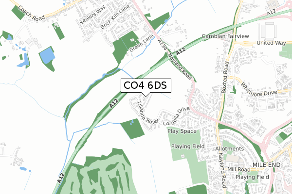 CO4 6DS map - small scale - OS Open Zoomstack (Ordnance Survey)