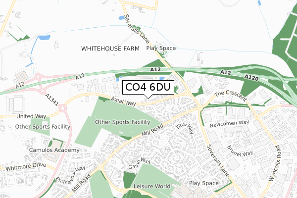 CO4 6DU map - small scale - OS Open Zoomstack (Ordnance Survey)