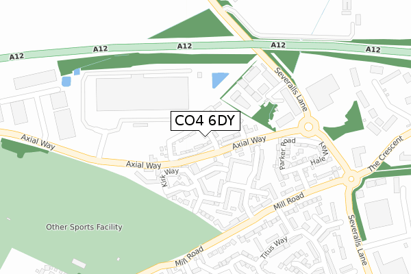 CO4 6DY map - large scale - OS Open Zoomstack (Ordnance Survey)