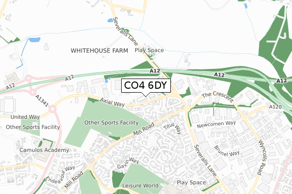 CO4 6DY map - small scale - OS Open Zoomstack (Ordnance Survey)