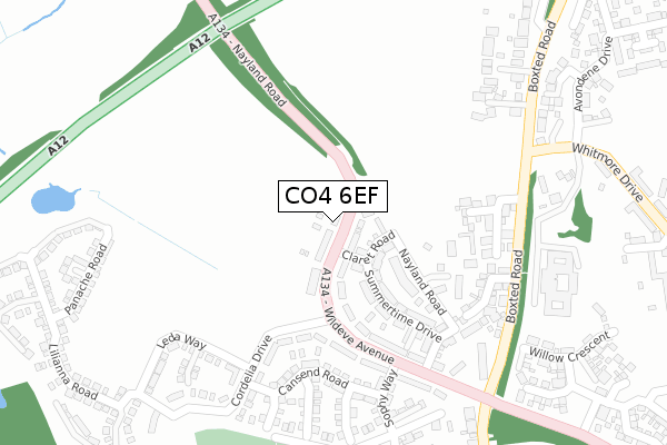 CO4 6EF map - large scale - OS Open Zoomstack (Ordnance Survey)