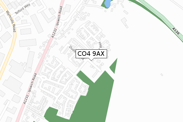 CO4 9AX map - large scale - OS Open Zoomstack (Ordnance Survey) CO4 9AX map - large scale - OS Open Zoomstack (Ordnance Survey)