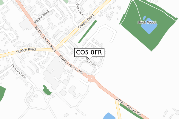CO5 0FR map - large scale - OS Open Zoomstack (Ordnance Survey)