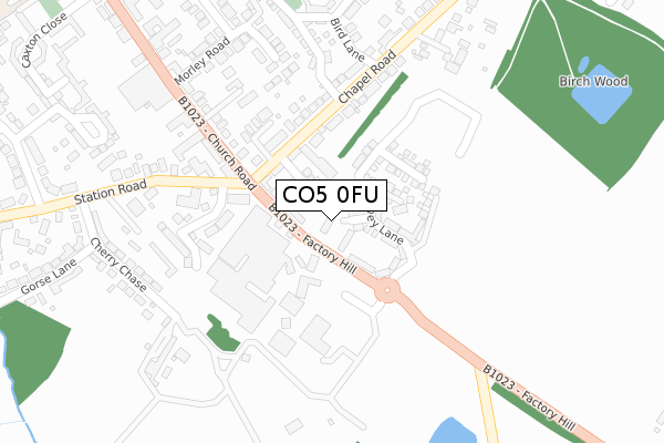 CO5 0FU map - large scale - OS Open Zoomstack (Ordnance Survey)