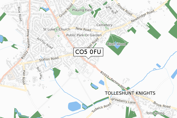 CO5 0FU map - small scale - OS Open Zoomstack (Ordnance Survey)