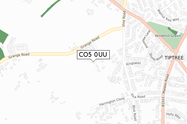 CO5 0UU map - large scale - OS Open Zoomstack (Ordnance Survey)