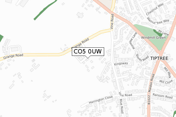 CO5 0UW map - large scale - OS Open Zoomstack (Ordnance Survey)