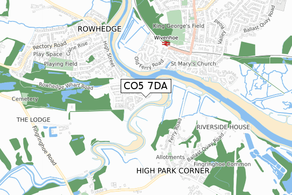 CO5 7DA map - small scale - OS Open Zoomstack (Ordnance Survey)