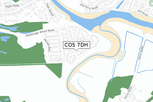 CO5 7DH map - large scale - OS Open Zoomstack (Ordnance Survey)