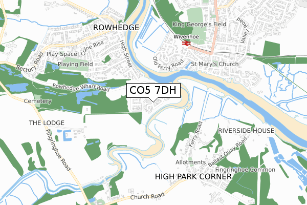 CO5 7DH map - small scale - OS Open Zoomstack (Ordnance Survey)