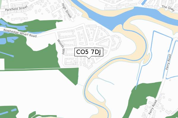 CO5 7DJ map - large scale - OS Open Zoomstack (Ordnance Survey)