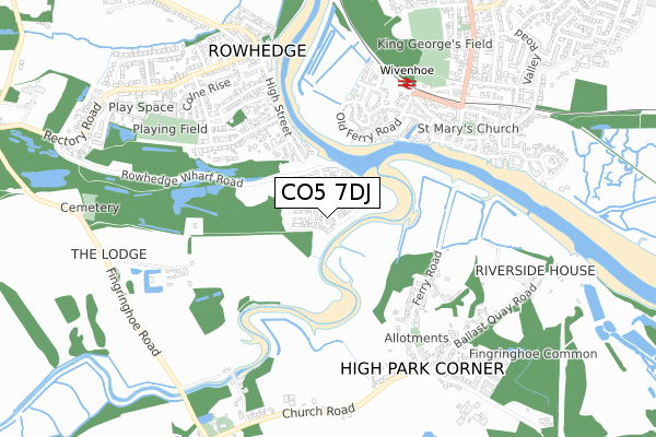 CO5 7DJ map - small scale - OS Open Zoomstack (Ordnance Survey)