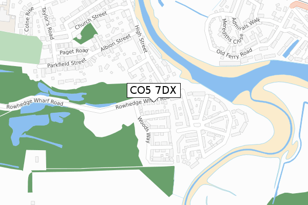 CO5 7DX map - large scale - OS Open Zoomstack (Ordnance Survey)