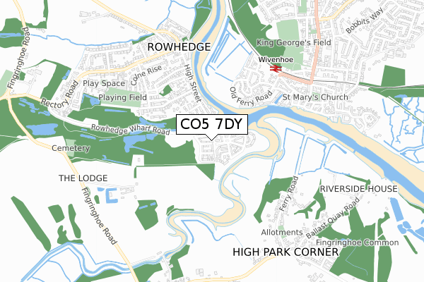 CO5 7DY map - small scale - OS Open Zoomstack (Ordnance Survey)