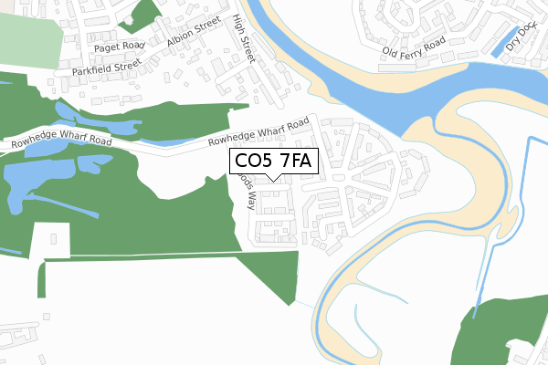 CO5 7FA map - large scale - OS Open Zoomstack (Ordnance Survey)