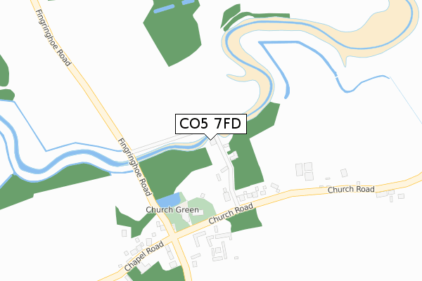 CO5 7FD map - large scale - OS Open Zoomstack (Ordnance Survey)