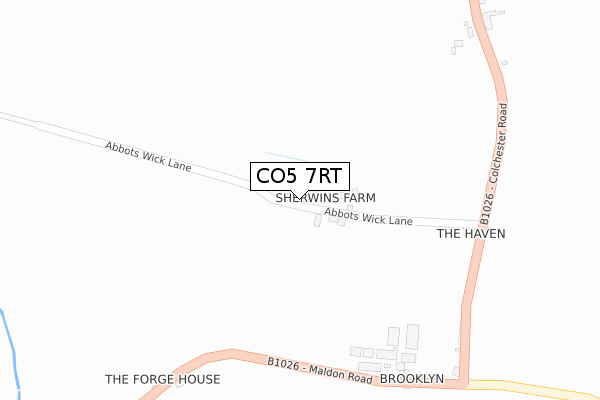 CO5 7RT map - large scale - OS Open Zoomstack (Ordnance Survey)