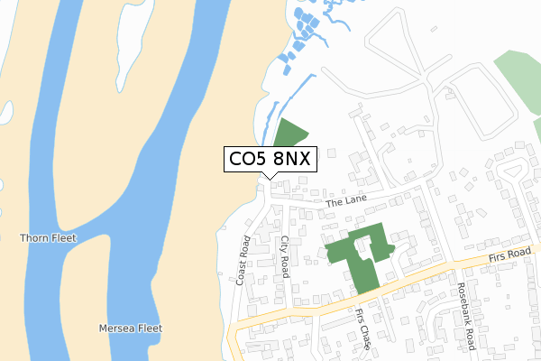 CO5 8NX map - large scale - OS Open Zoomstack (Ordnance Survey)