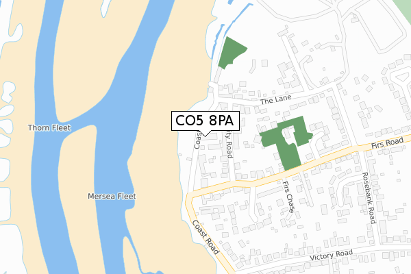 CO5 8PA map - large scale - OS Open Zoomstack (Ordnance Survey)