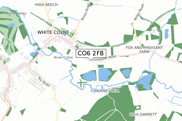 CO6 2FB map - small scale - OS Open Zoomstack (Ordnance Survey)
