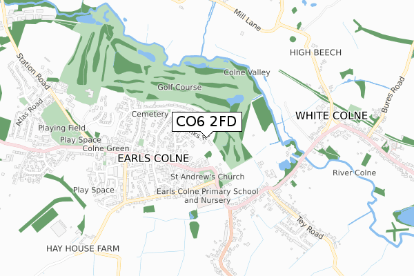 CO6 2FD map - small scale - OS Open Zoomstack (Ordnance Survey)