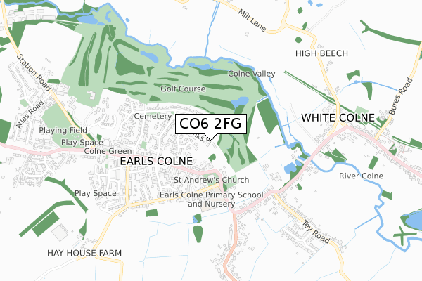 CO6 2FG map - small scale - OS Open Zoomstack (Ordnance Survey)