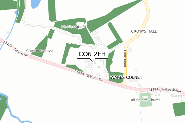 CO6 2FH map - large scale - OS Open Zoomstack (Ordnance Survey)