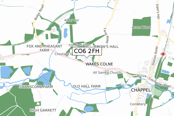 CO6 2FH map - small scale - OS Open Zoomstack (Ordnance Survey)