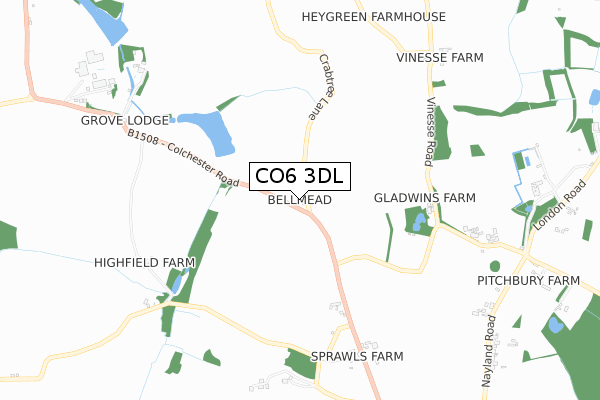 CO6 3DL map - small scale - OS Open Zoomstack (Ordnance Survey)
