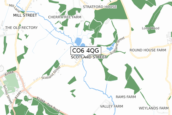 CO6 4QG map - small scale - OS Open Zoomstack (Ordnance Survey)