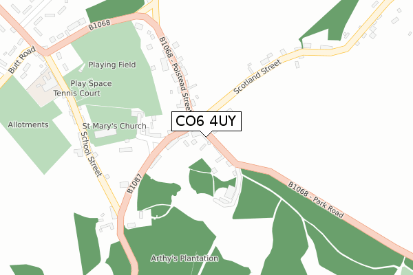 CO6 4UY map - large scale - OS Open Zoomstack (Ordnance Survey)