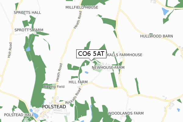 CO6 5AT map - small scale - OS Open Zoomstack (Ordnance Survey)