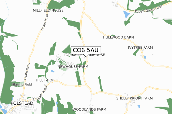 CO6 5AU map - small scale - OS Open Zoomstack (Ordnance Survey)